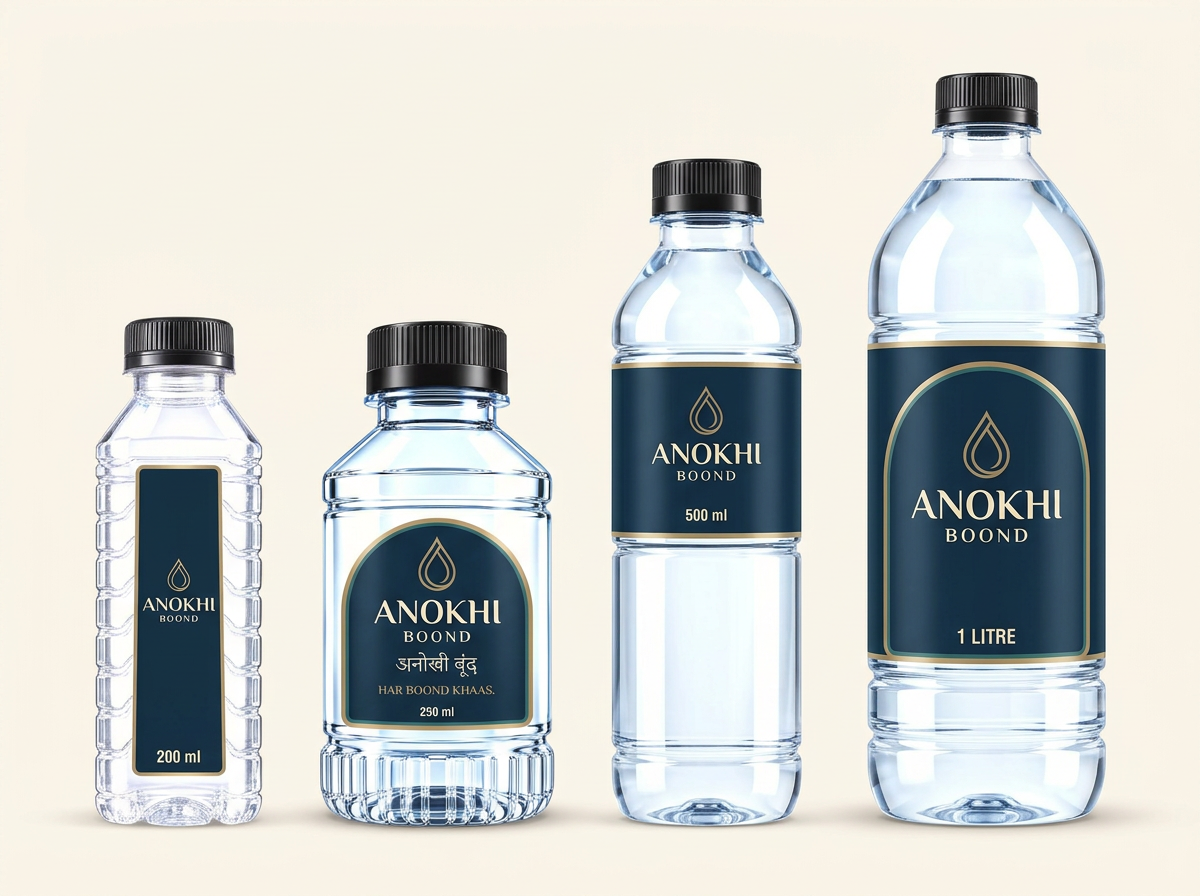 Anokhi Boond bottles in 200 ml, 250 ml, 500 ml and 1 litre sizes